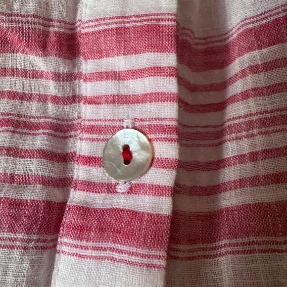 J.Jill Red & White Striped 100% Cotton Shirt - Size M Lightwieght preppy - Picture 7 of 10